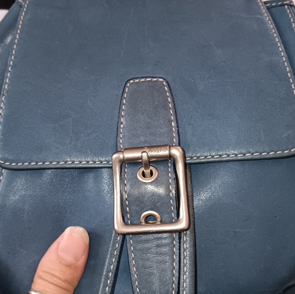 Coach Navy Leather Backpack - Picture 2 of 14